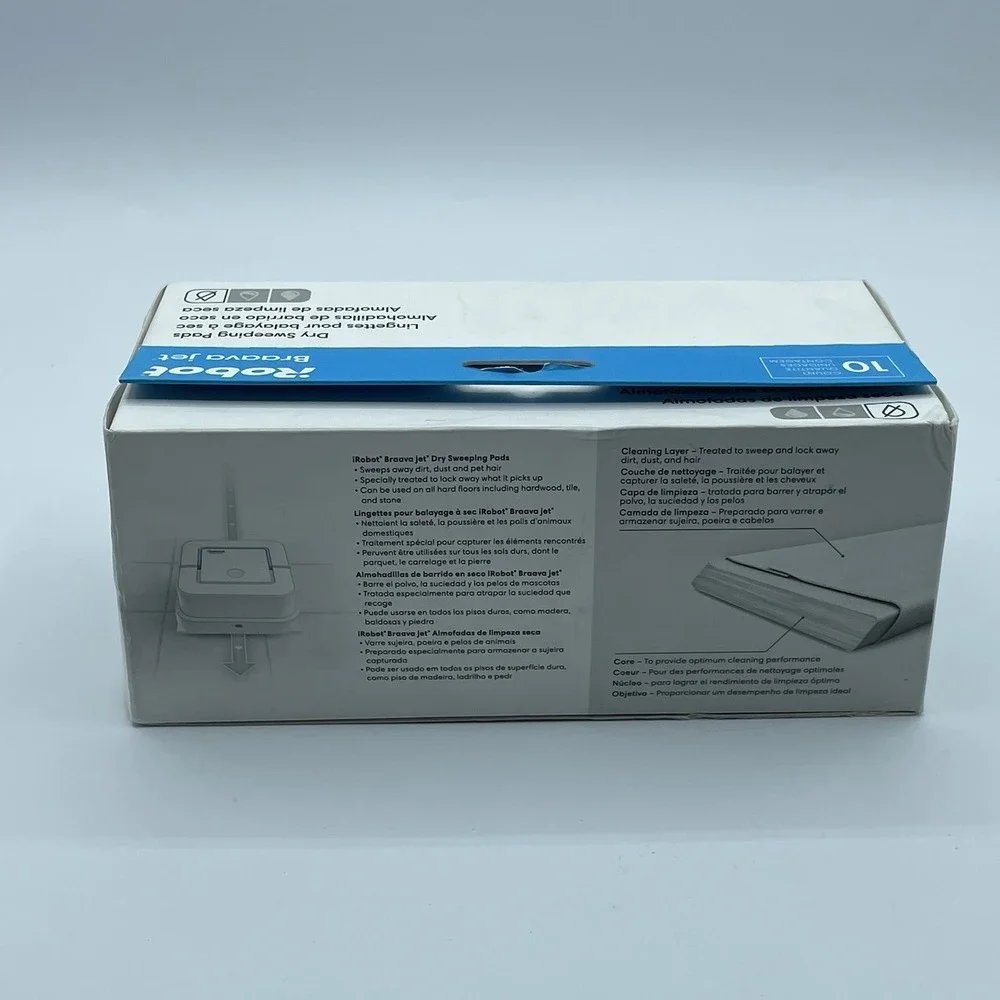 iRobot Braava Jet Dry Sweeping Pads, White, 10 Cleaning Pads